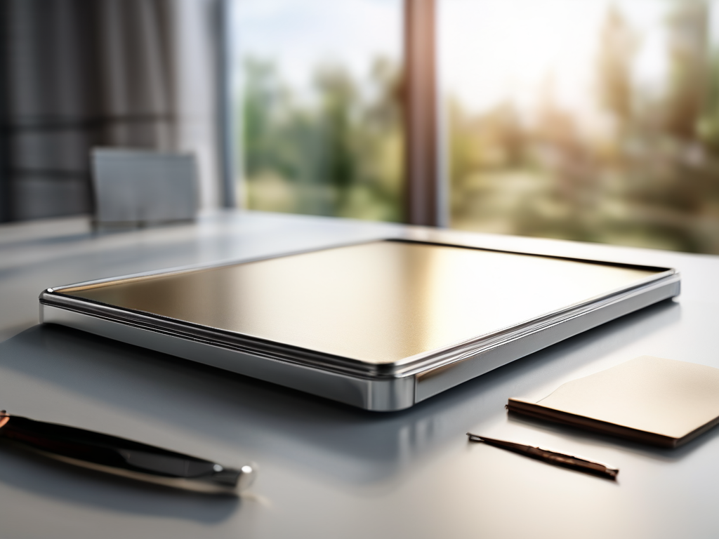 Brushed metal tray holds blank divider cards, organized references metaphor.