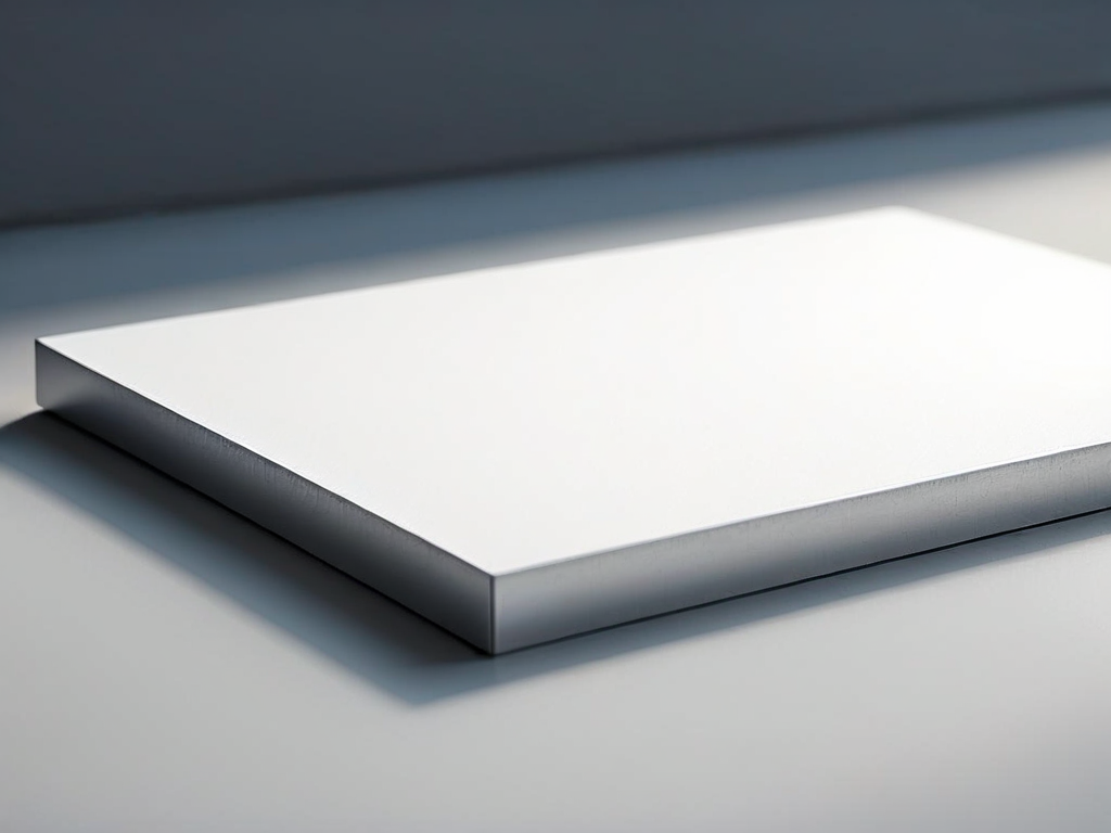 Blank square card templates aligned on brushed metal surface with measuring ruler, angled morning light, shallow depth of field.